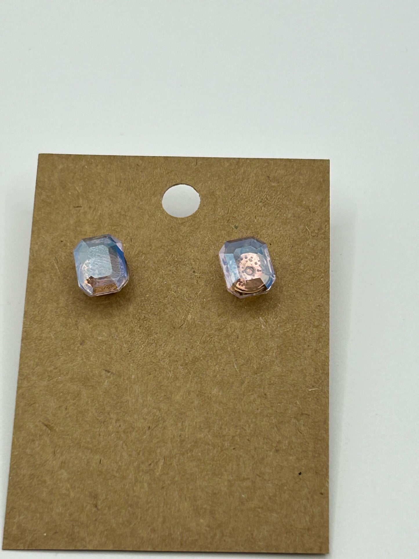 Pink rectangle stud earrings