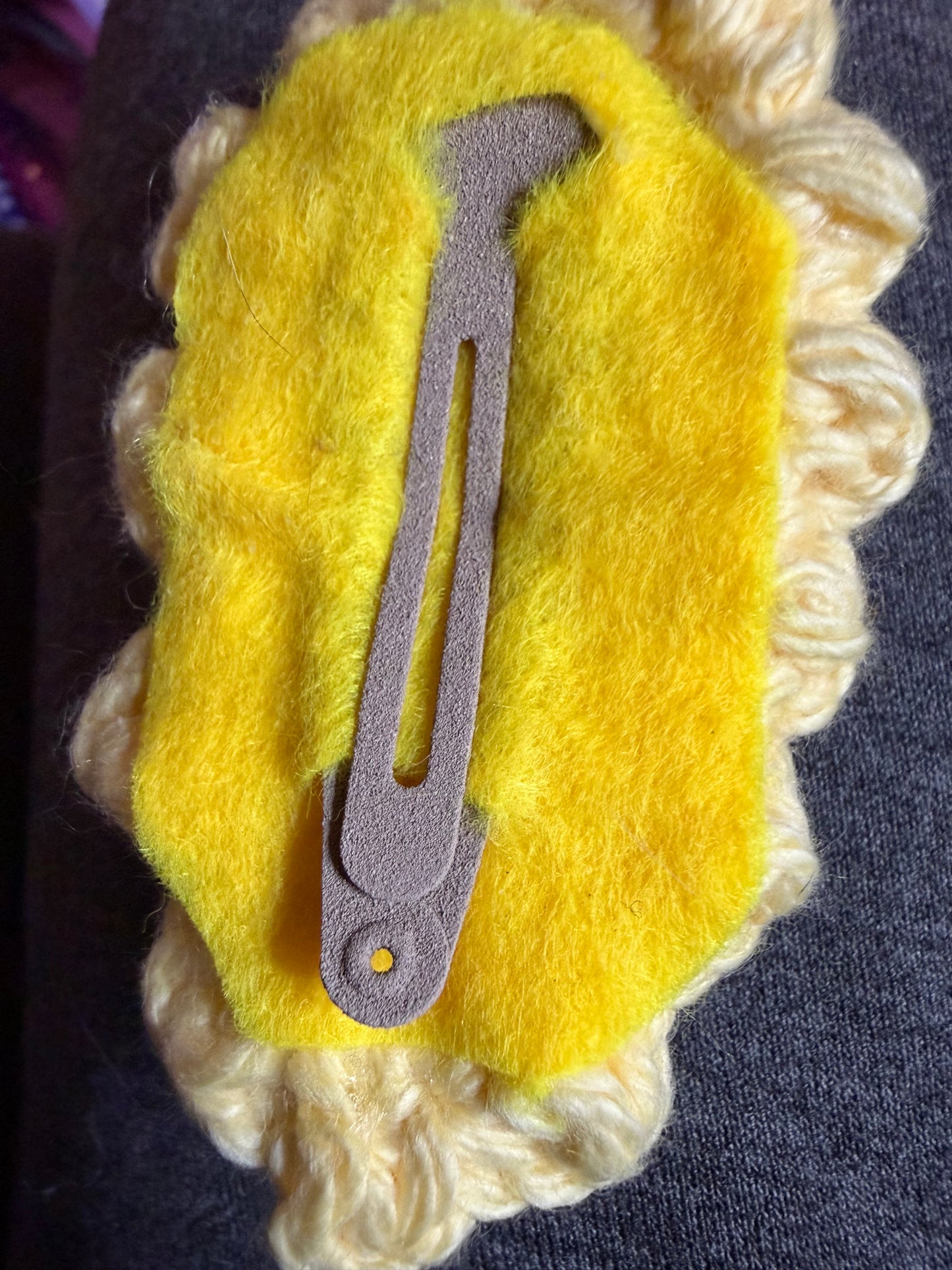 Pooh Bee crochet hair barrette or book mark