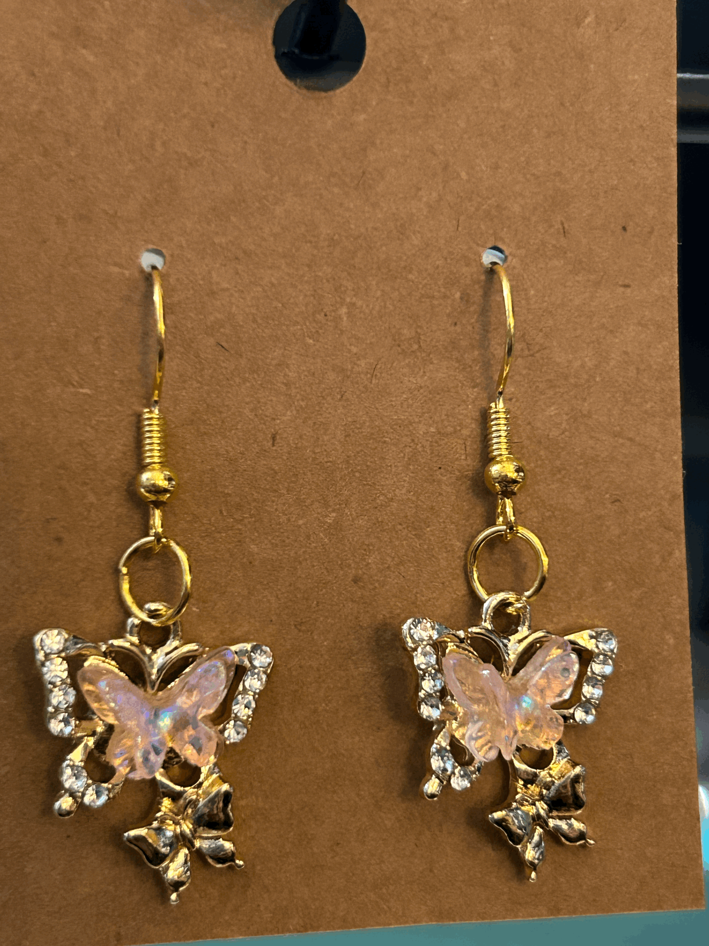 Pink butterfly earrings