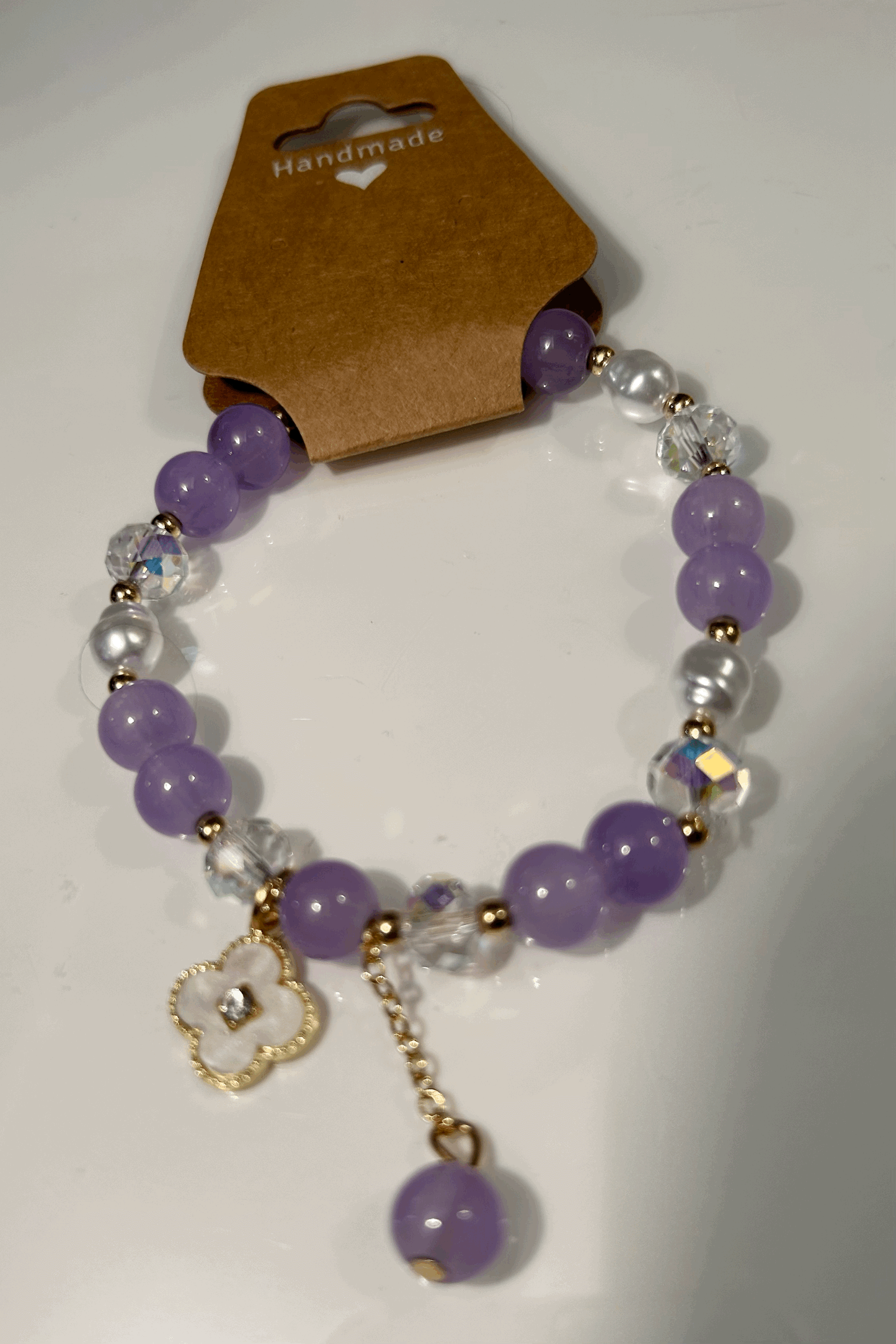 Purple and white flower bracelet