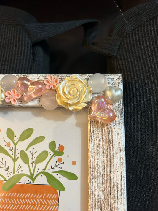 Pink and white rose frame