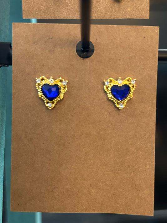 Sapphire heart stud earrings