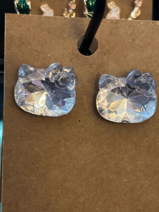 Crystal Hello Kitty inspired stud earrings