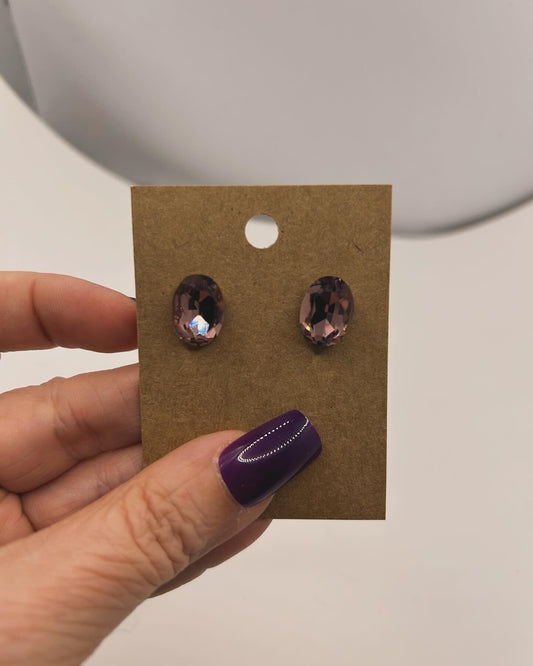 Pink oval studs