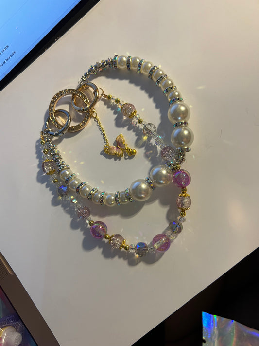 Butterfly and Pearl Keychain