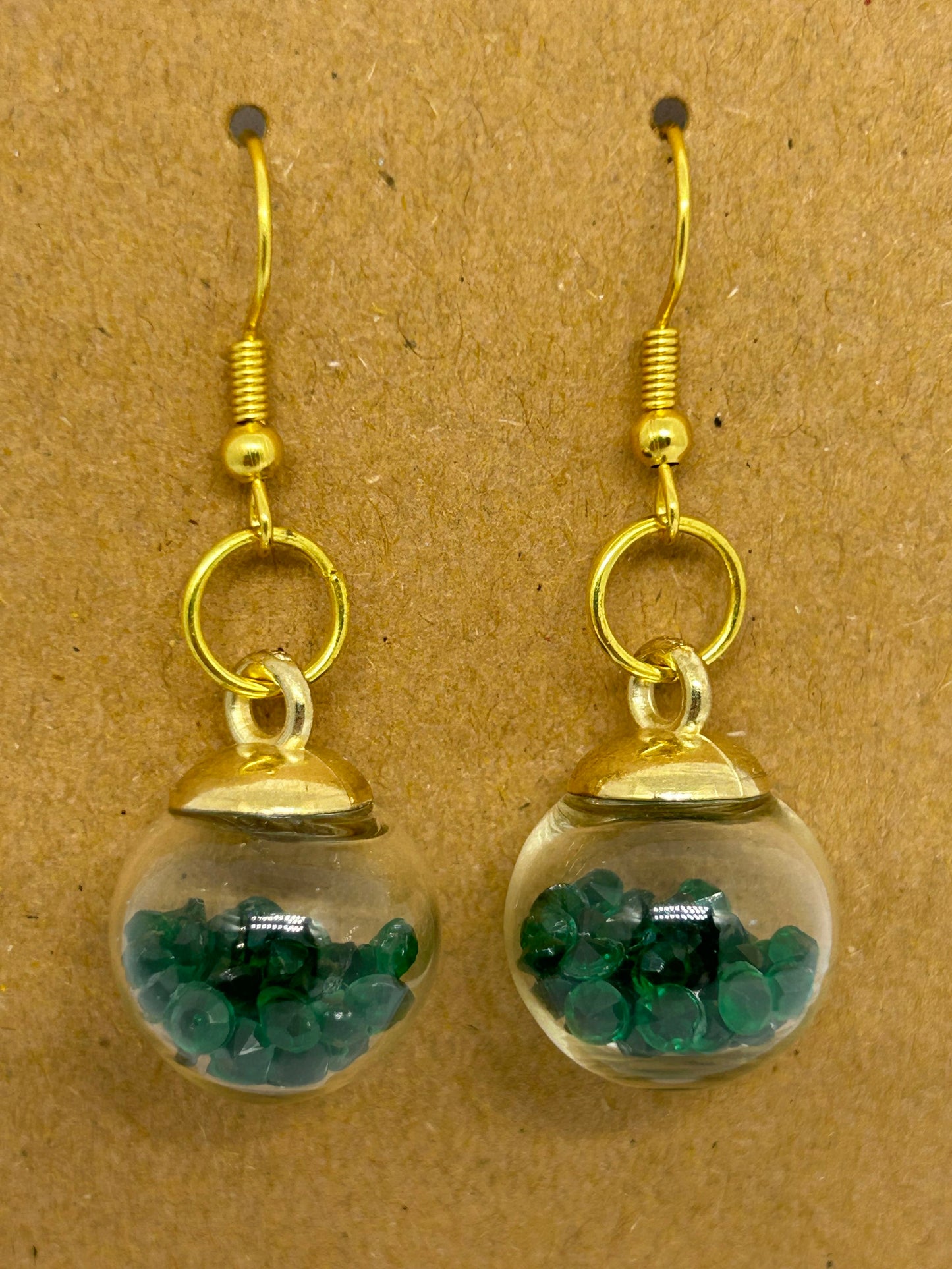 Dark green glass bulb earrings