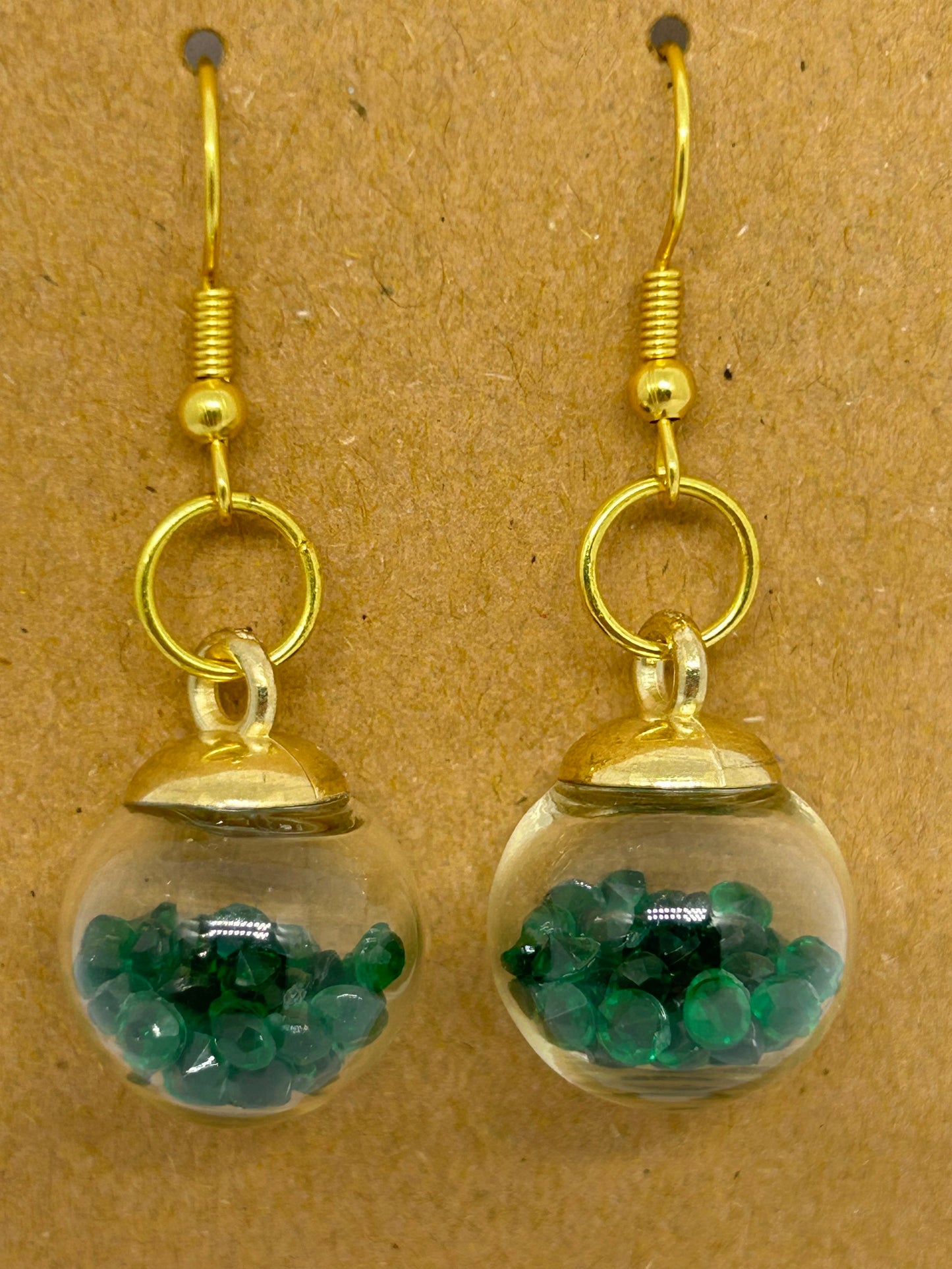 Dark green glass bulb earrings