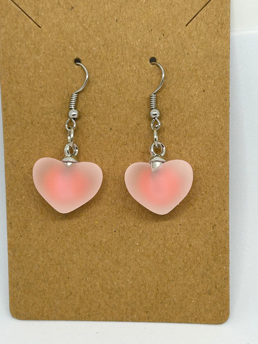 Pink heart earring