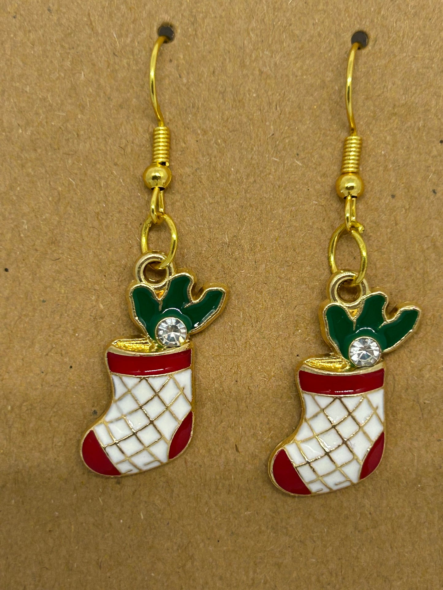 White stocking earrings