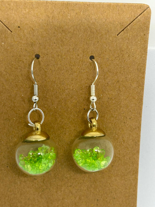 Light green crystal glass globe earrings