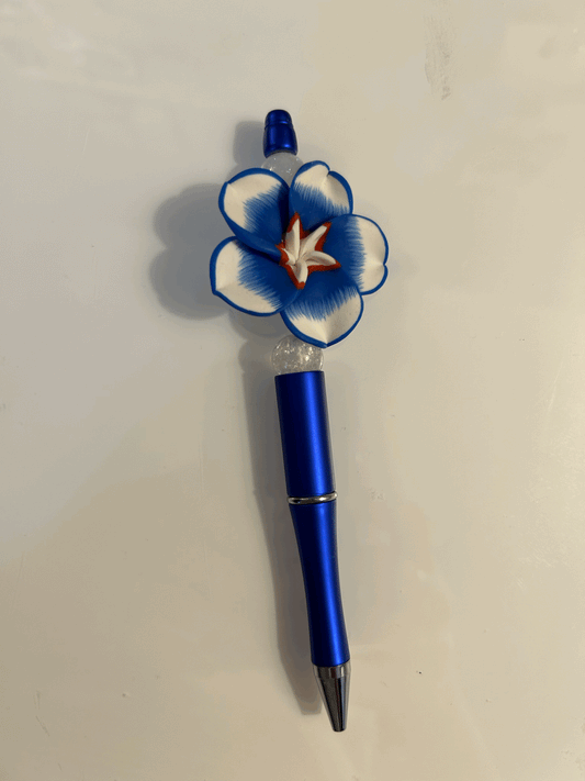 Red white and blue flower pen