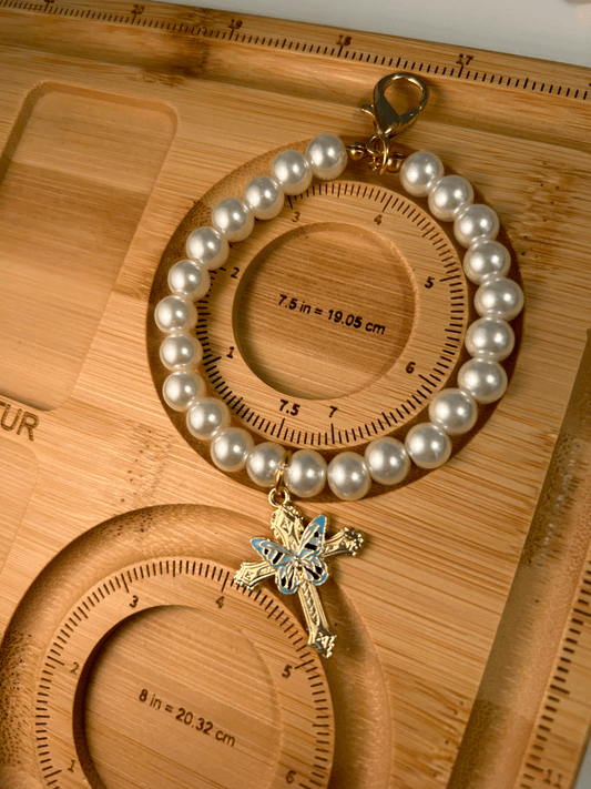 Pearl Cross keychain
