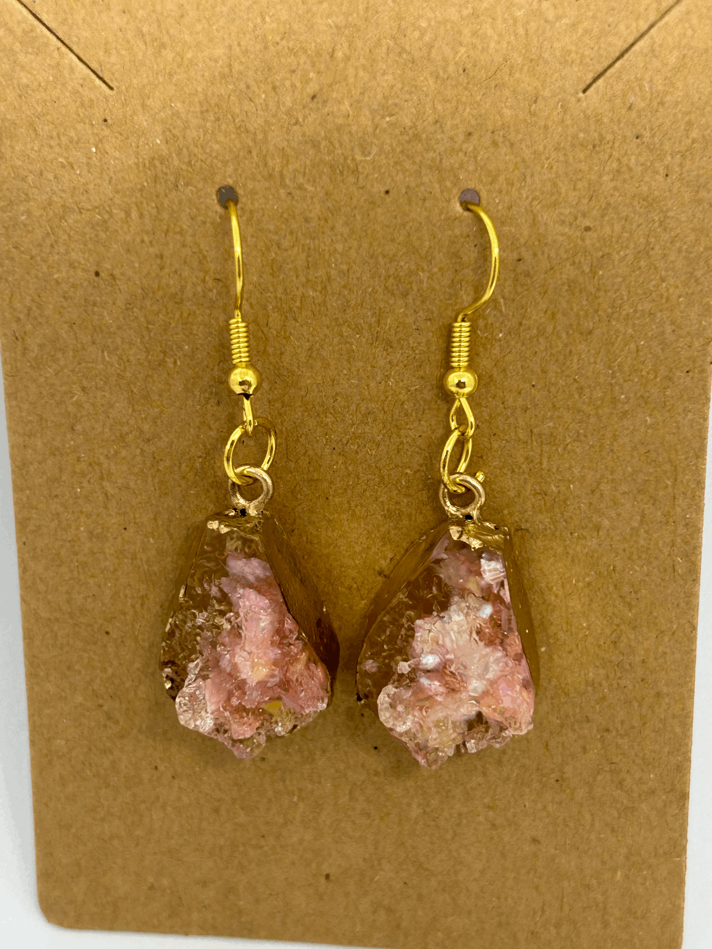 Blush glimmer geode drop earrings