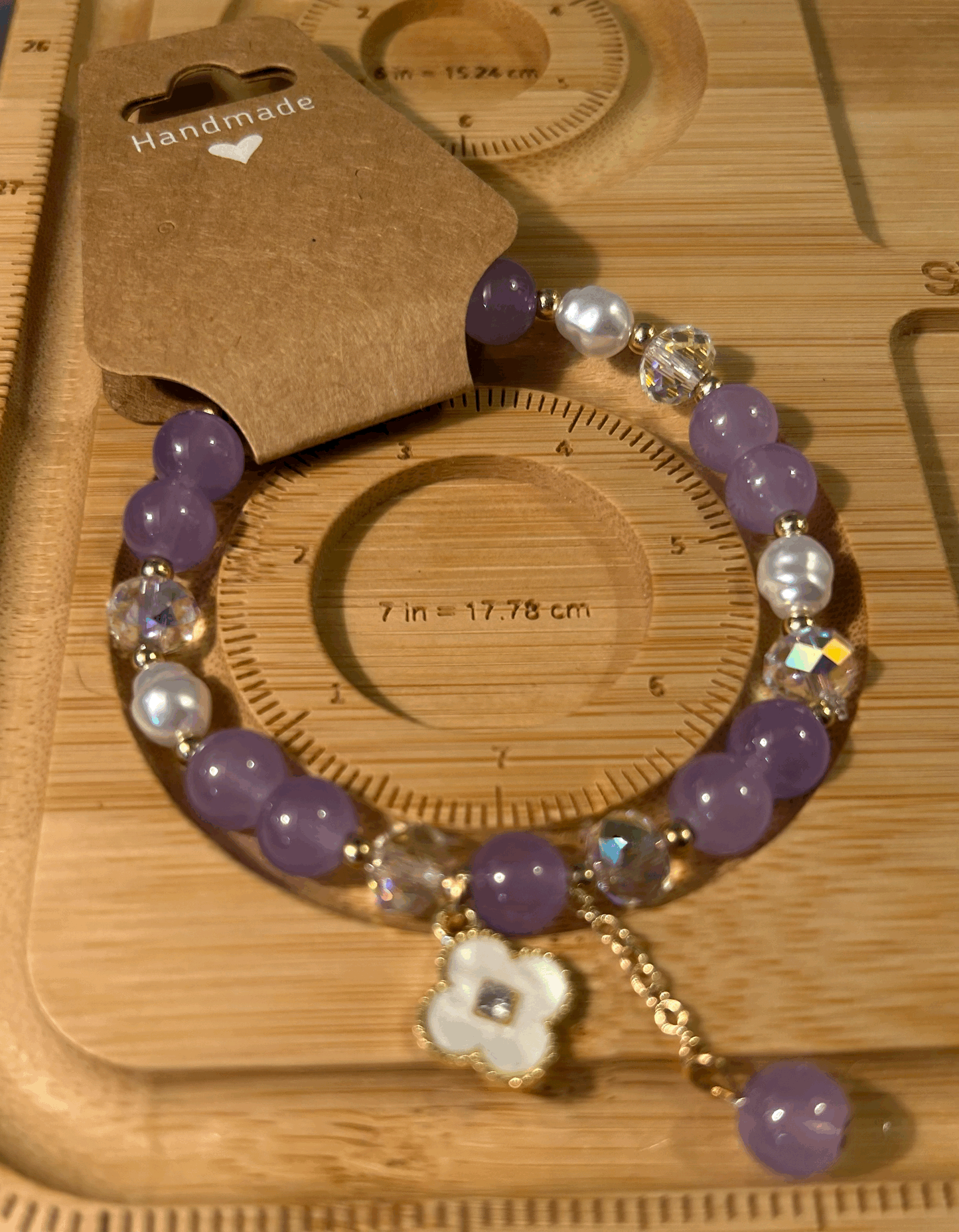 Purple  and white flower bracelet