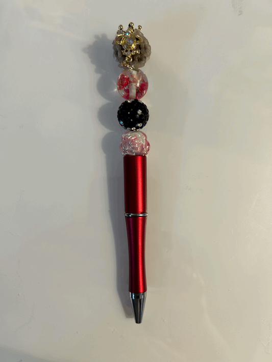 Flower crown beaded ball point pen