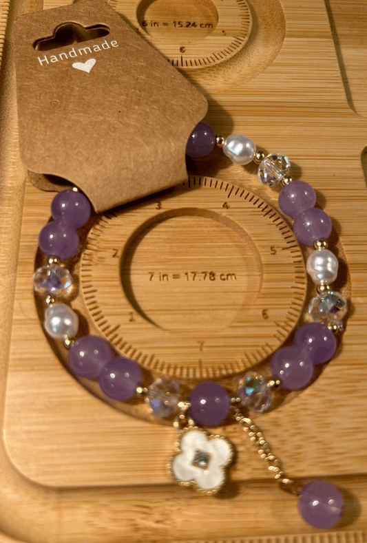 Purple  and white flower bracelet