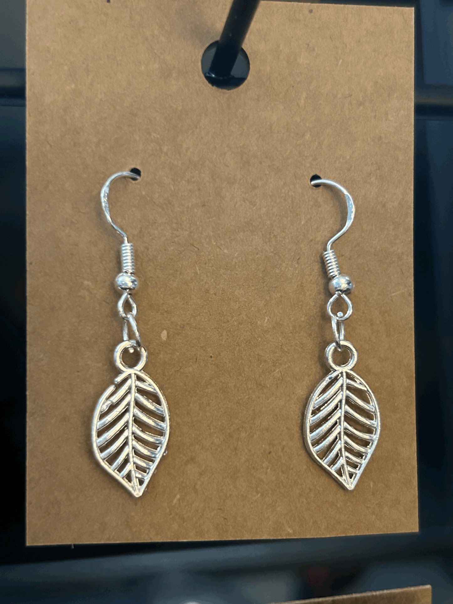 Silver leaf earring