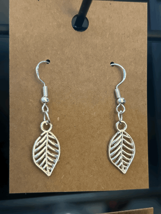 Silver leaf earring