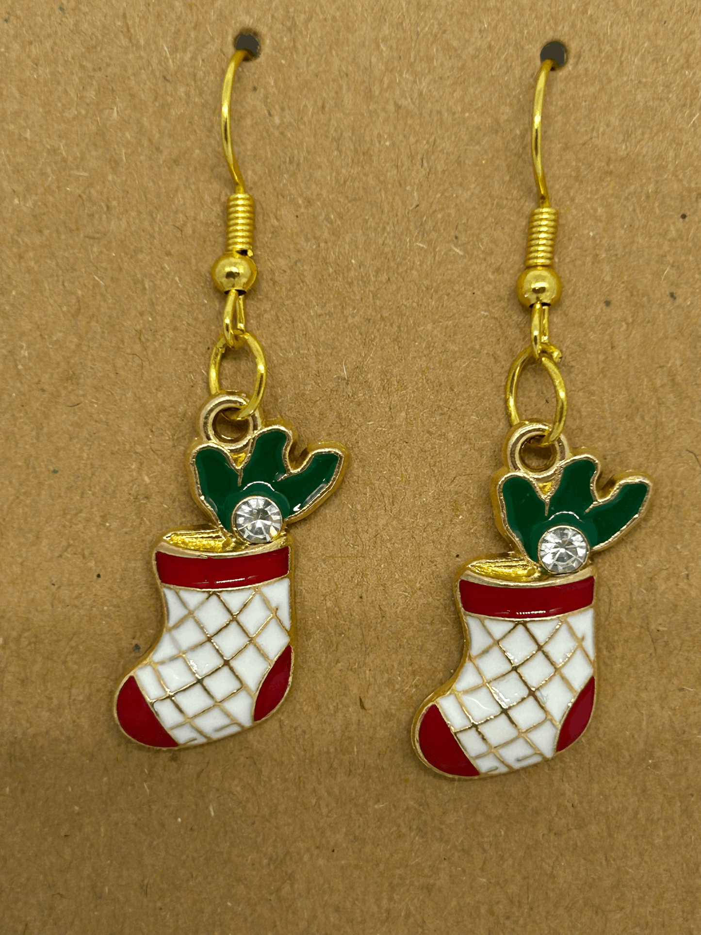 White stocking earrings