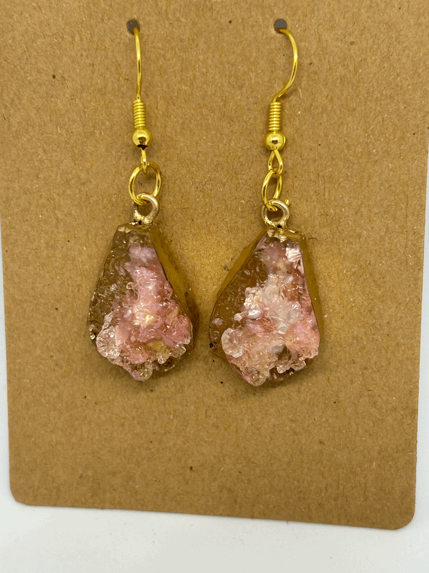 Blush glimmer geode drop earrings